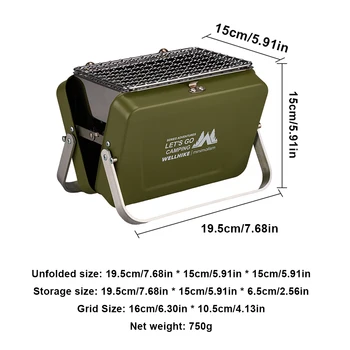 Portable Camping Stove with Handle Outdoor Barbecue Oven Stainless Steel Foldable Tabletop Grill for Camping Patio Backyard 5