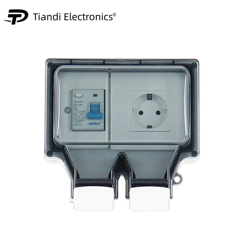 EU Socket IP66 Industrial Socket Outdoor Waterproof Bathroom Kitchen Safety Electrical Outlet with Leak Current Protection