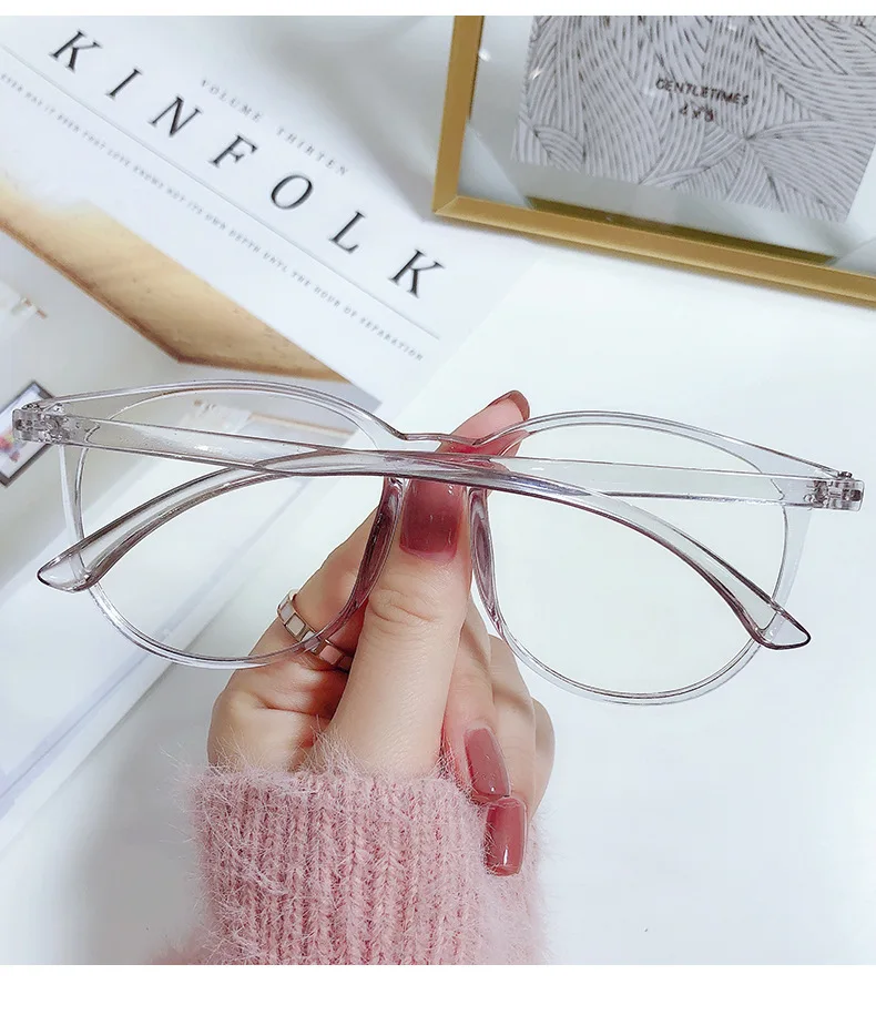 Transparente computer brille rahmen frauen männer anti blaulicht runde brille blackout brille optische gläser gläser – Detail 11