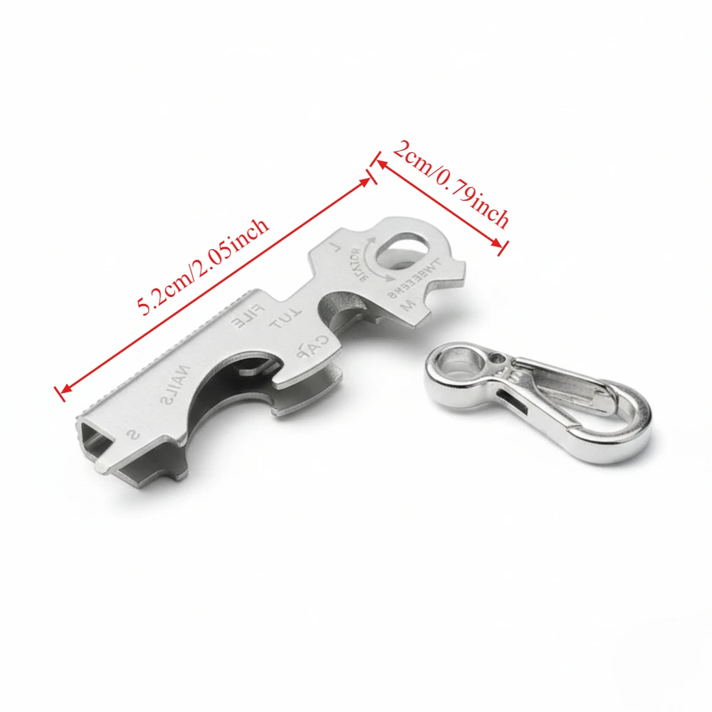 휴대용 8-in-1 스테인리스 스틸 키 클립 펜던트 EDC 병따개 드라이버 녹 방지 도구 야외 캠핑 생존 장비