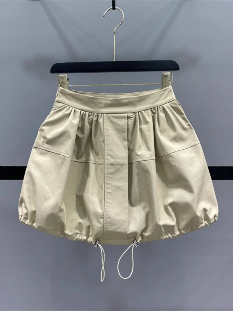 

Miiiix Workwear Drawstring High Waisted Casual Skirt for Women in 2024 Summer Slimming A-line Fluffy Flower Bud Short Skirts