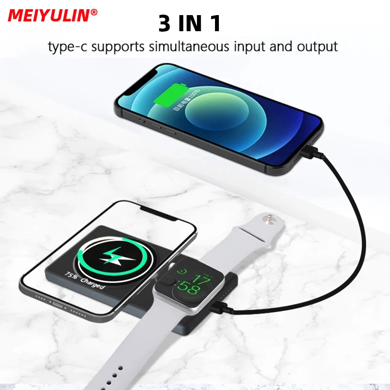 5000mAh Slim Portable Magnetic Power Bank Wireless Fast Charger - Main Image