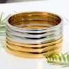 Hot Minimalist Stainless Steel Pure Gold Pvd Plated Plain Pattern Bracelet for Women's Simple 3 Piece Stackable Bracelet Jewelry 3