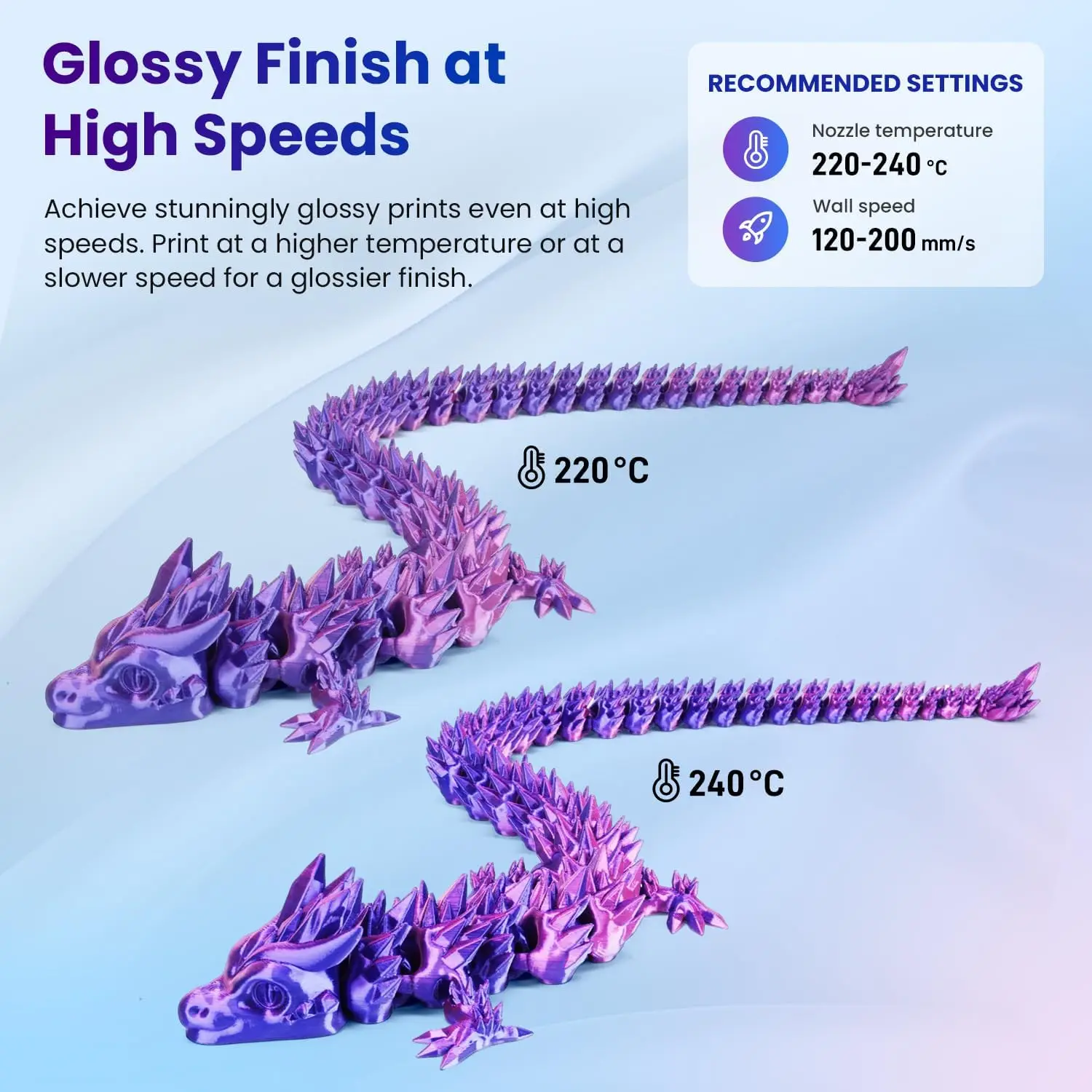 실크 PLA 필라멘트 1.75mm, 3D 프린터 필라멘트 이중 색상 공압출 필라멘트 PLA, 250g, 실크 블루 퍼플