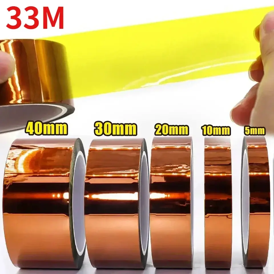 Kapton Tape Polyimide 5-40mm Adhesive Insulating Adhesive Tape Каптоновый Скотч Heat Tape for Board Protection image 1