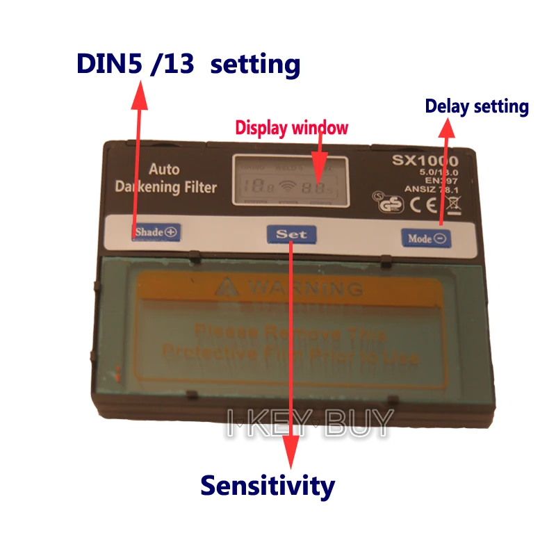 Solar Automatic Darkening Welding Helmet Mask Glass Lens Filter 110x90mm Digital Press Display Adjustable DIN5/13 Shade Filters