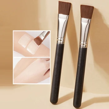 1Pc Professional Wooden Handle Foundation Brush Cream Blending Concealer Makeup Brush Soft Facial Mask Mud Brush Cosmetic Tools - Thumbnail 3