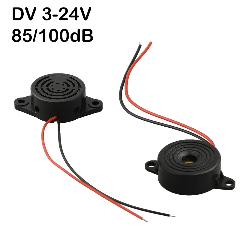 DC 3-24V 85/100dB 알람 사이렌 사운드 신호 알람 경적 LED 경고음 에어 호른 자동차 알람 링거 2 유선 피에조 버저