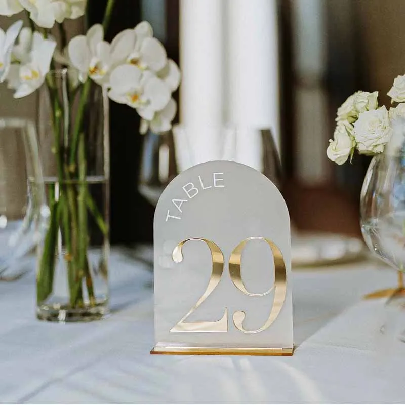 Arched Shape Table Numbers Gold Wedding Table Numbers with Stands 3D Wedding Reception Decor wedding table numbers