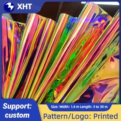 PVC Fabric Leatherette Laser Rainbow Film Vinyl Rainbow Window Film Window Film for Outdoor Decor Holographic Home Garden