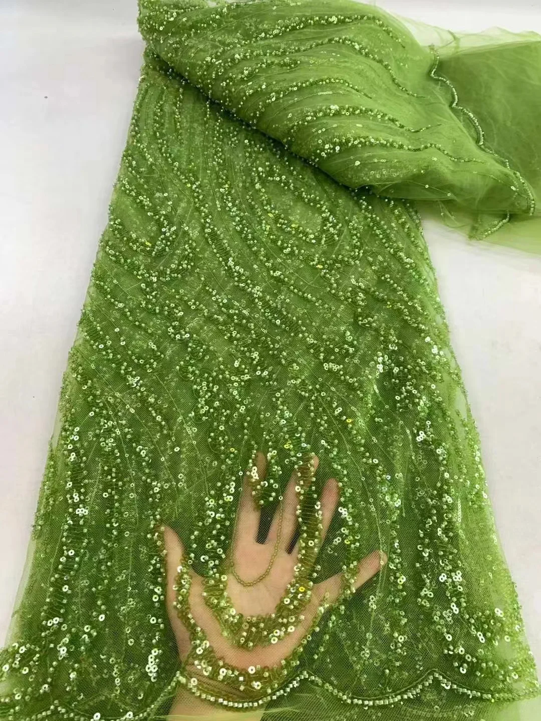 French Tulle Sequin Lace Fabric African Groom Lace Fabric 5 Yards For Nigeria Wedding Party Dress