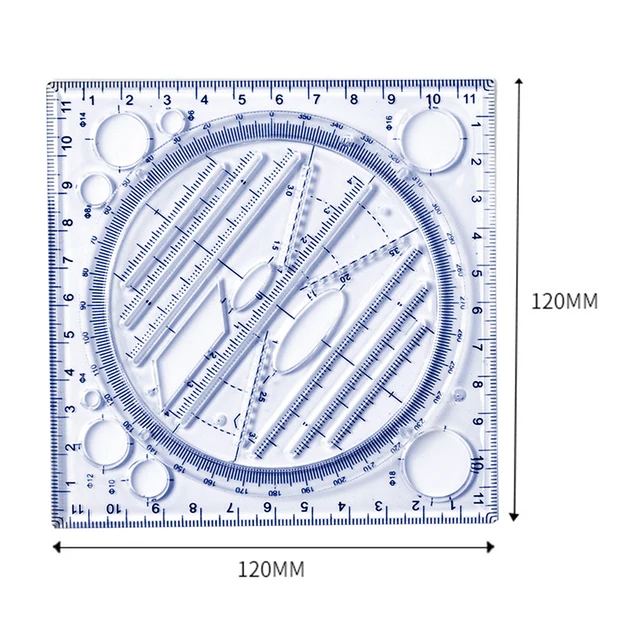 Righello Geometrico Multifunzione Girevole - Per Disegno Tecnico E Creativo