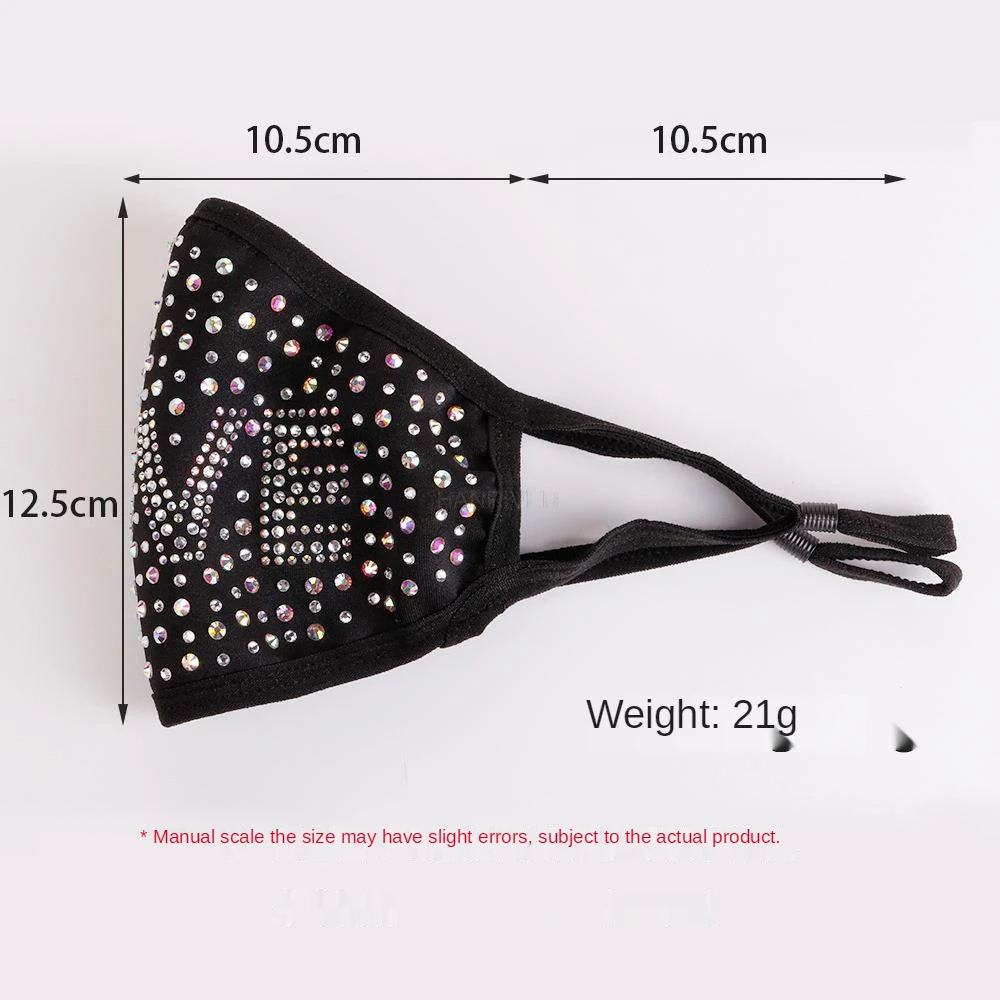 1pcs Letter hot drilling mask non-disposable black washed cotton Hanging ear type dustproof suitable for all seasons