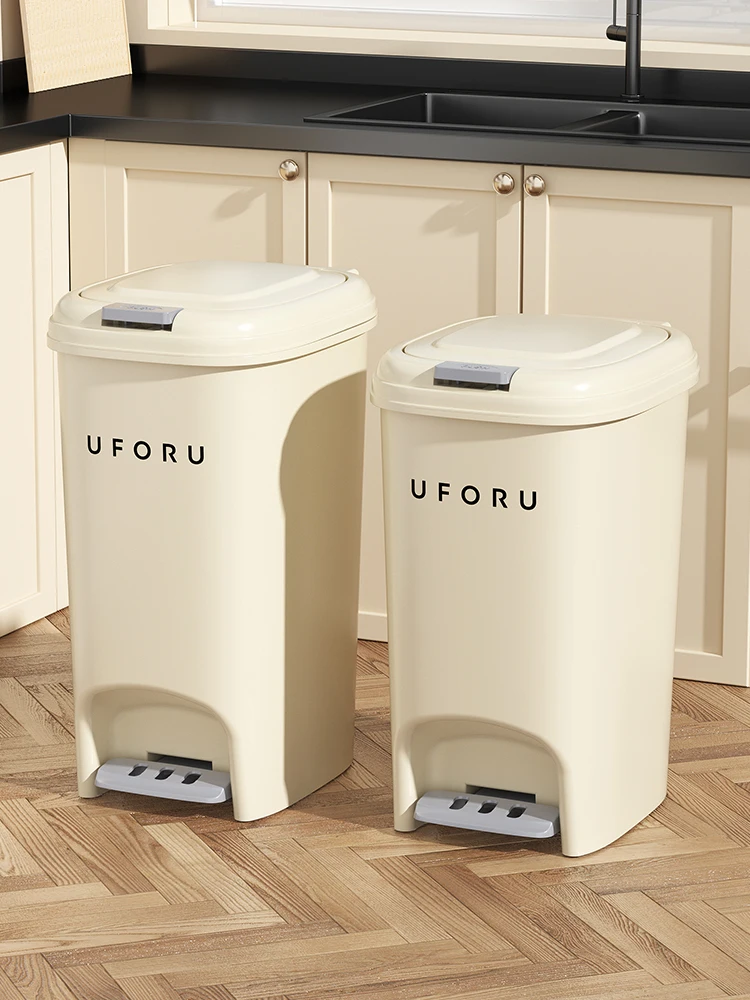 Double Pedal Trash Can 10L20L - Large Capacity Foot-Push Bin for Kitchen Bathroom Living Room