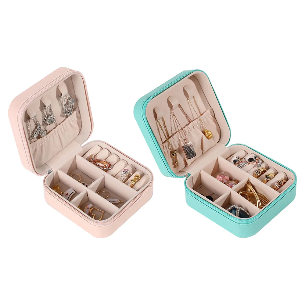 

PU Leather Jewelry Box Organizer Necklace Earrings Ring Display Storage Box Portable Travel Jewelry Case Holder for Women Girls