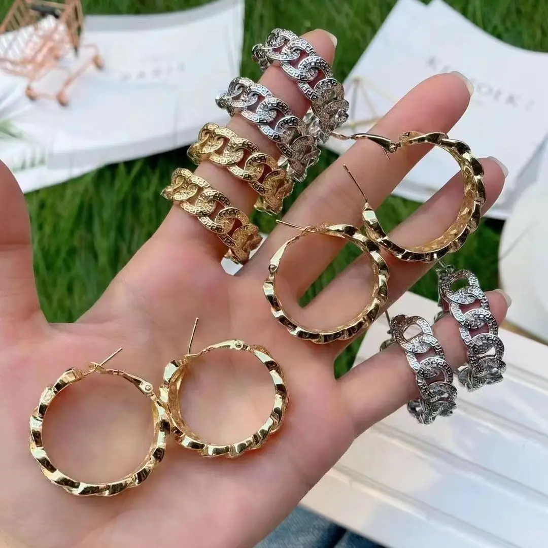 

5 пар, простые серьги-цепочки, кольцо золотого цвета, металлические круглые серьги-кольца, модные круглые кольца, эффектные серьги для женщин, для вечеринки