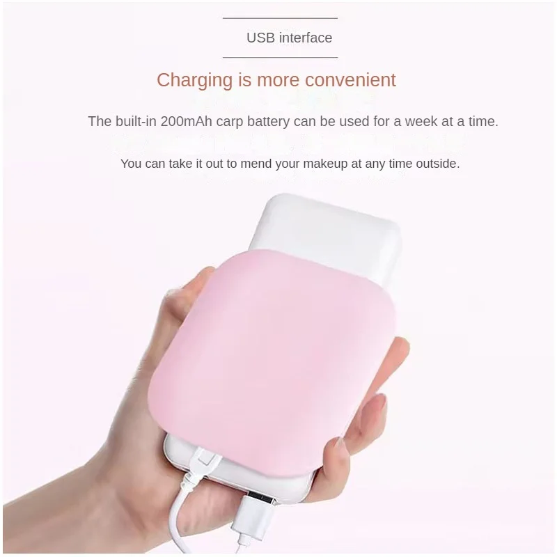 컴팩트 휴대용 미니 LED 조명 메이크업 거울, 2X 확대 휴대용 포켓 여행 접이식 여성 화장품 포켓 미러