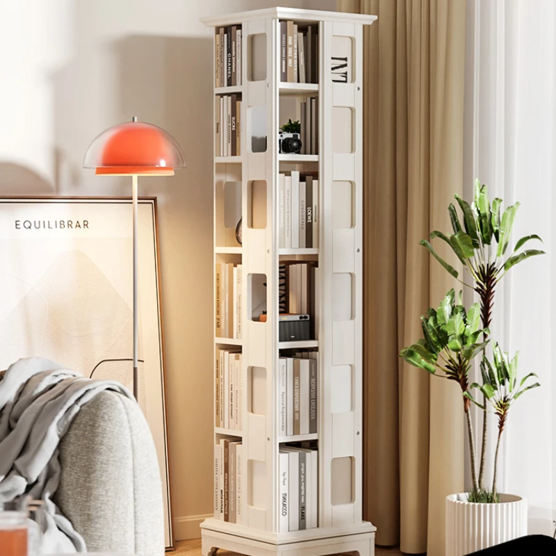 

Solid Wood Rotating Bookshelf 360-Degree Bookcase Floor-Standing Children's Picture Book Rack
