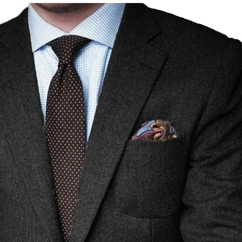 Marrone a spina di pesce Tweed Casual uomo abiti per l'inverno 2 pezzi matrimonio Groomsmen smoking maschile Set giacca con pantaloni nuova moda 2