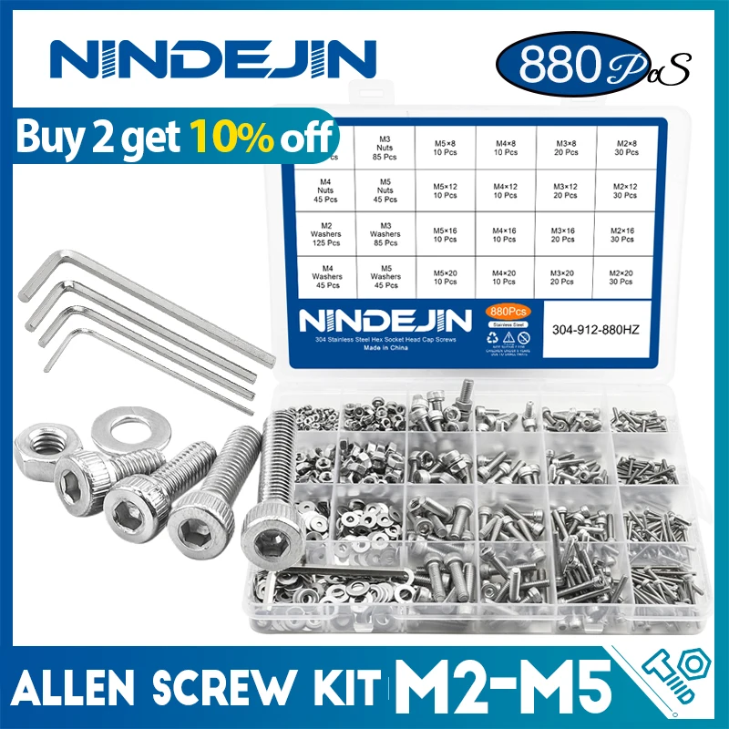 Kit 280 Pz Viti M5 Allen Testa Esagonale - Assortimento Brugola