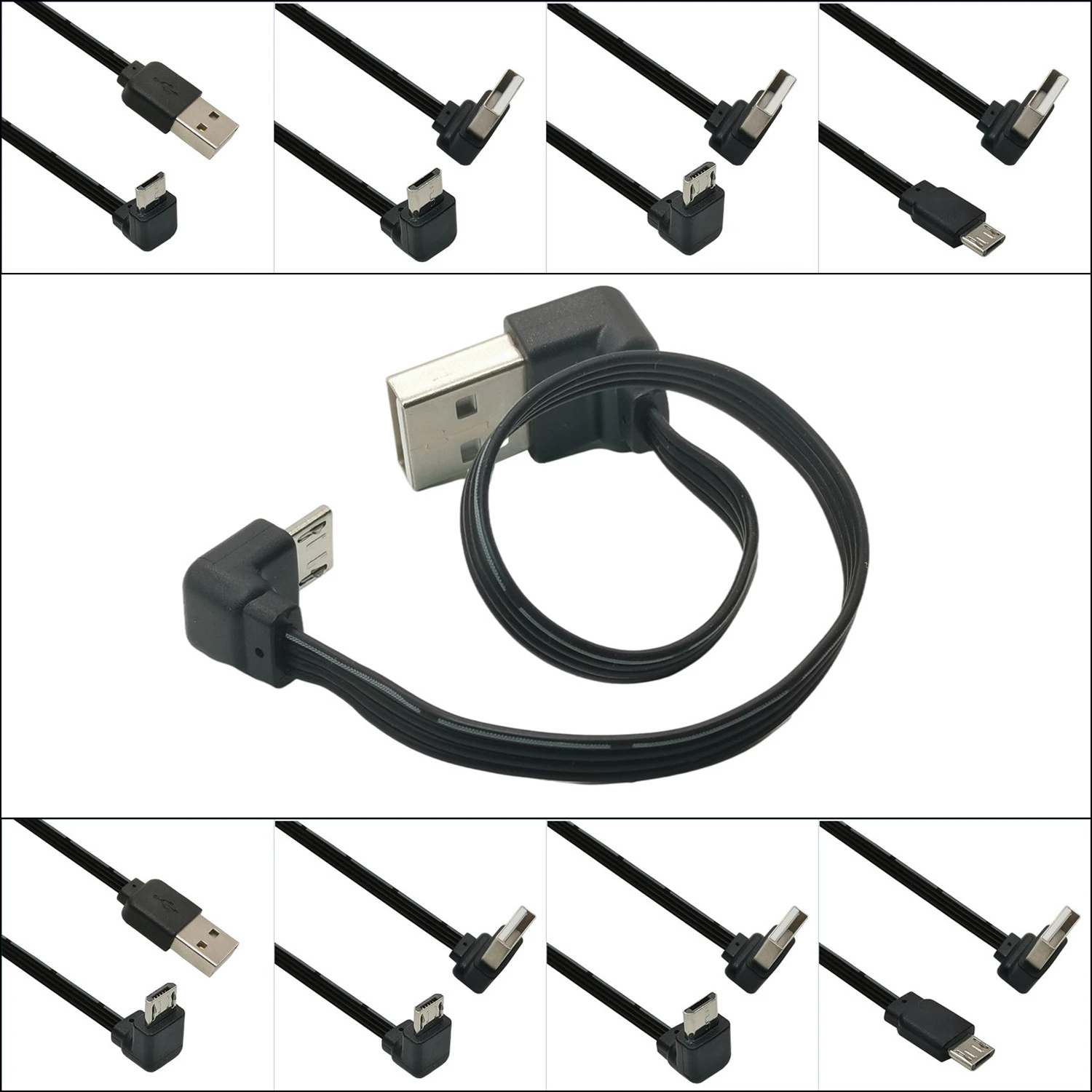 Micro USB de doble ángulo, extensión tipo A macho A V8 arriba y abajo, Cable