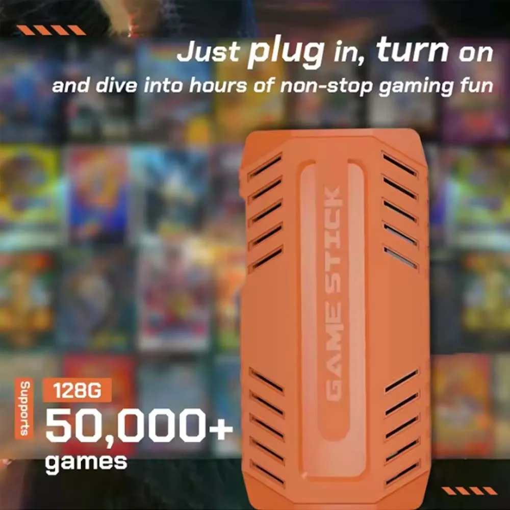 Reebolnic U36 Game Stick 128G 50,000+Games Installed 4K HD Output Retro Video Game Console 3D 40+Simulators PSP PS1 Boy Gifts 3