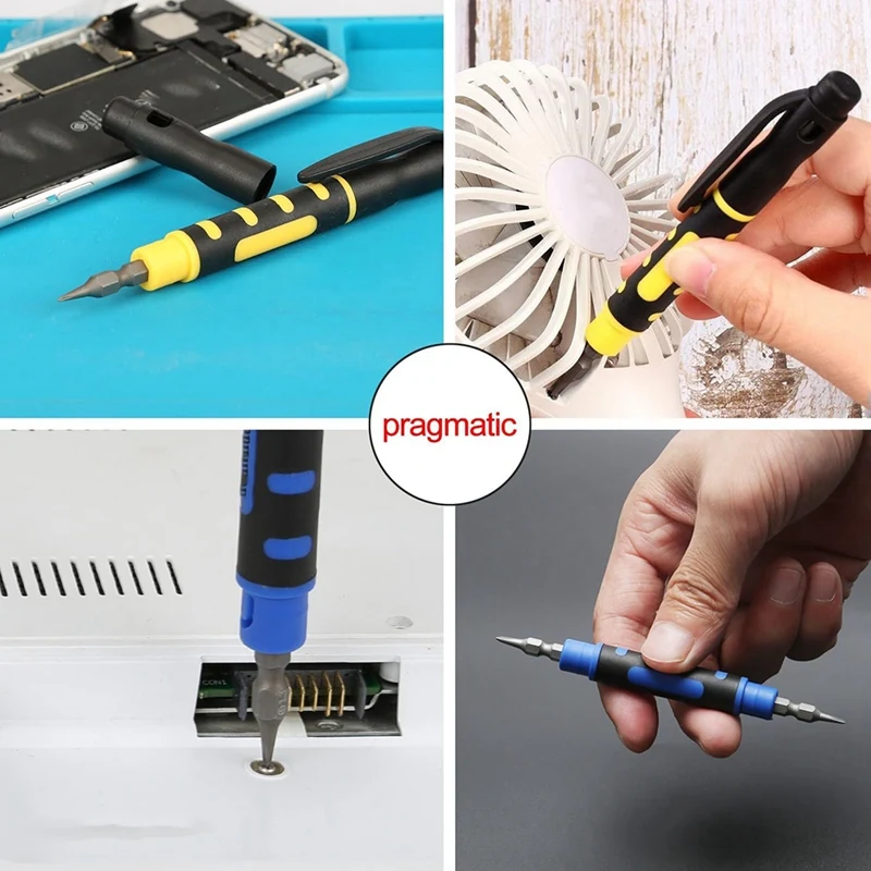 T42C-3Pack 4 In 1 Pocket Screwdriver Portable Multi-Purpose Screwdriver Eyeglass Repair Home Repair