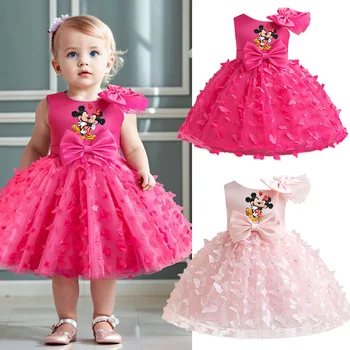 Mickey Minnie Mouse Girl Princess Dress Kid Clothes Party Birthday Outfits Evening Party Tulle Dress Wedding Wear Bowknot Dress 1