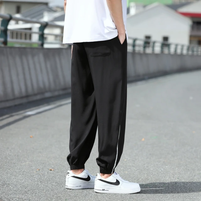 Pantalones de chándal ligeros para hombre, Pantalón deportivo de gran  tamaño, de alta calidad, moda coreana, informal, holgado con cordón -  AliExpress