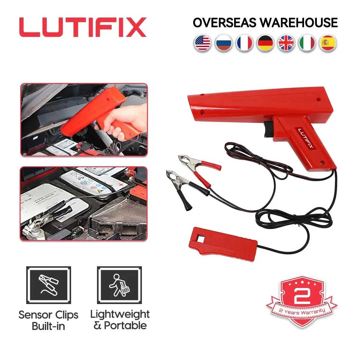 LUTIFIX 12V Strobe Lamp Inductive Petrol Engine Ignition Timing Gun Slide Clip Induction Pickup Car Motorcycle Diagnostic Tools