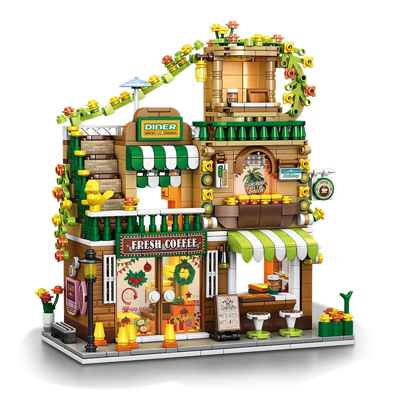 Urban Series Building Blocks Street View Cafe House Model Miniature Architecture