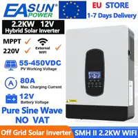 EASUN POWER Onduleur Solaire Hybride 2.2KW 12V 230V avec Contrôleur de Charge Solaire MPPT 80A, Entrée PV 450V, Onduleur à Onde Sinusoïdale Pure, Stock UE 1