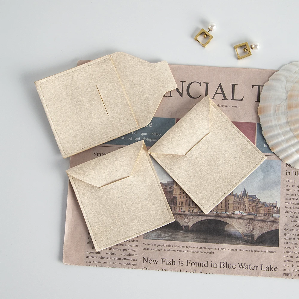 100Pcs Jewelry Envelope Bag Microfiber Velvet Jewellery Pouch Wedding Packaging for Necklace Ring Earrings Pendant Bracelet Box