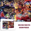 One Piece Jigsaw Puzzles Japanese Anime 300/500/1000 Pieces Puzzle Luffy Fire Picture Educational Toys Kids Christmas Gifts 1