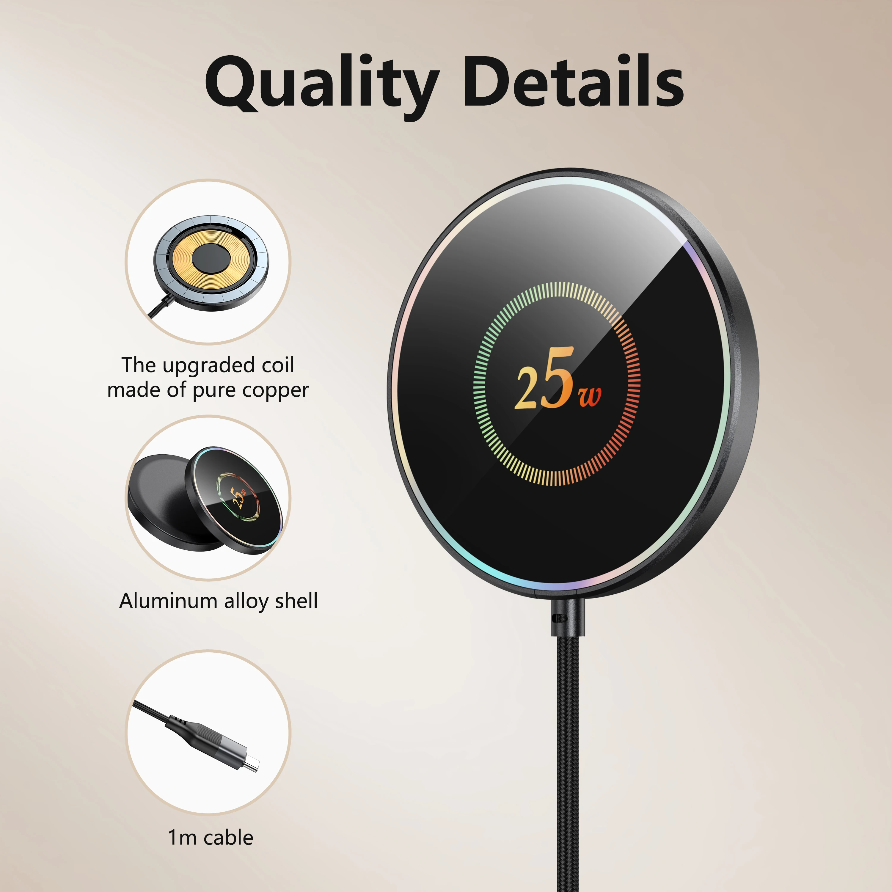 25W Wireless Charger Portable Mobile Phones Chargers Stand For iPhone 17 16 15 14 Pro Max HUAWEI Samsung Fast Charging Charger - 4