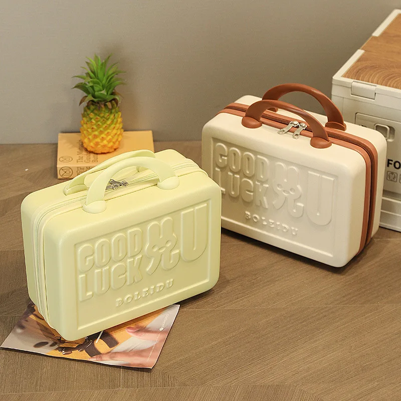 14 Inch Handheld Zipper Luggage ABS Waterproof Travel Suitcases Portable Mini Luggage Storage Boxes Makeup Suitcase Kids