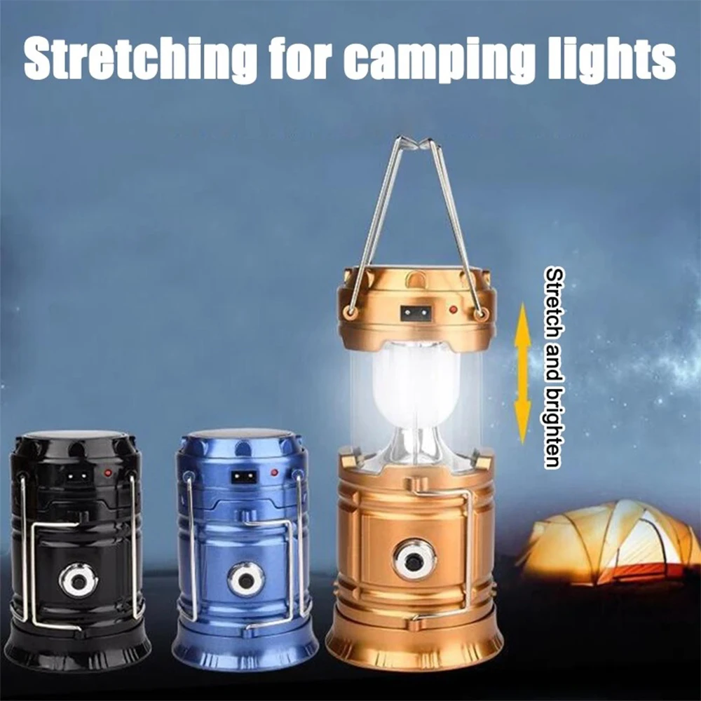 Portable Lantern Camping Lamp Light USB Rechargeable Solar LED Flashlight Waterproof Torch For Outdoor Fishing Hiking Survival