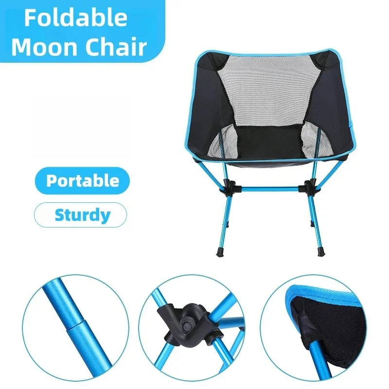 Chaise de camping pliante portable ultra-légère en alliage d'aluminium avec dossier, pour pique-nique, pêche, randonnée, loisirs en extérieur