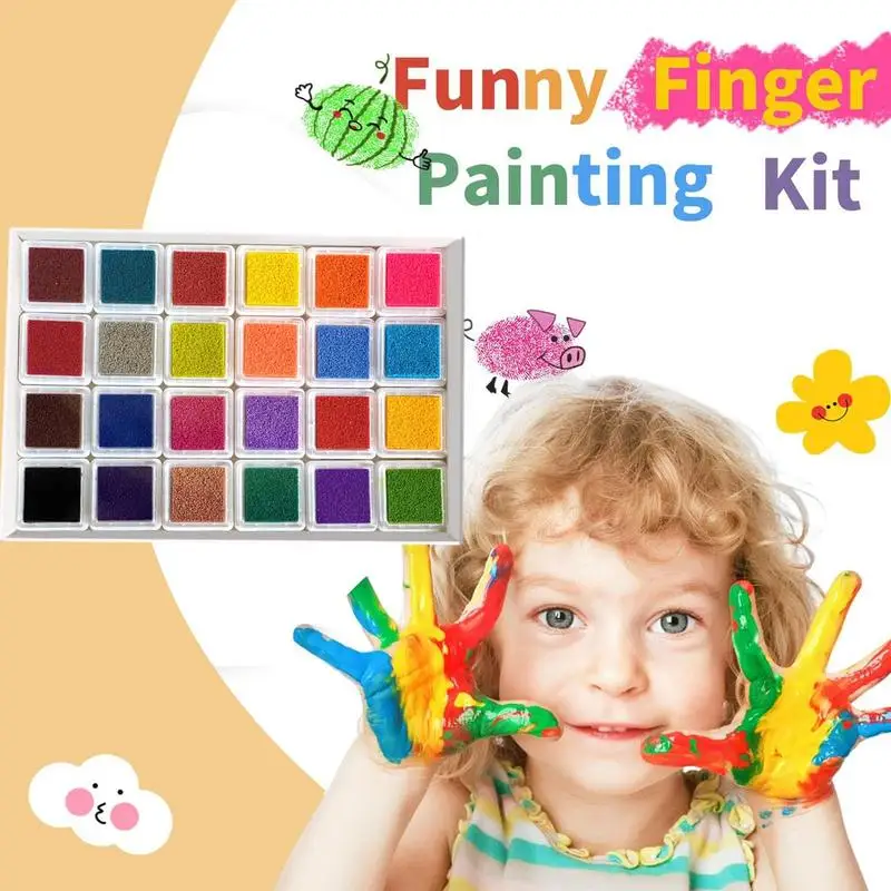 Safe Finger Paints DIY Finger Drawing Kit 24 Colors Funny Art Painting Crafts-drawing toy,educational drawing toy