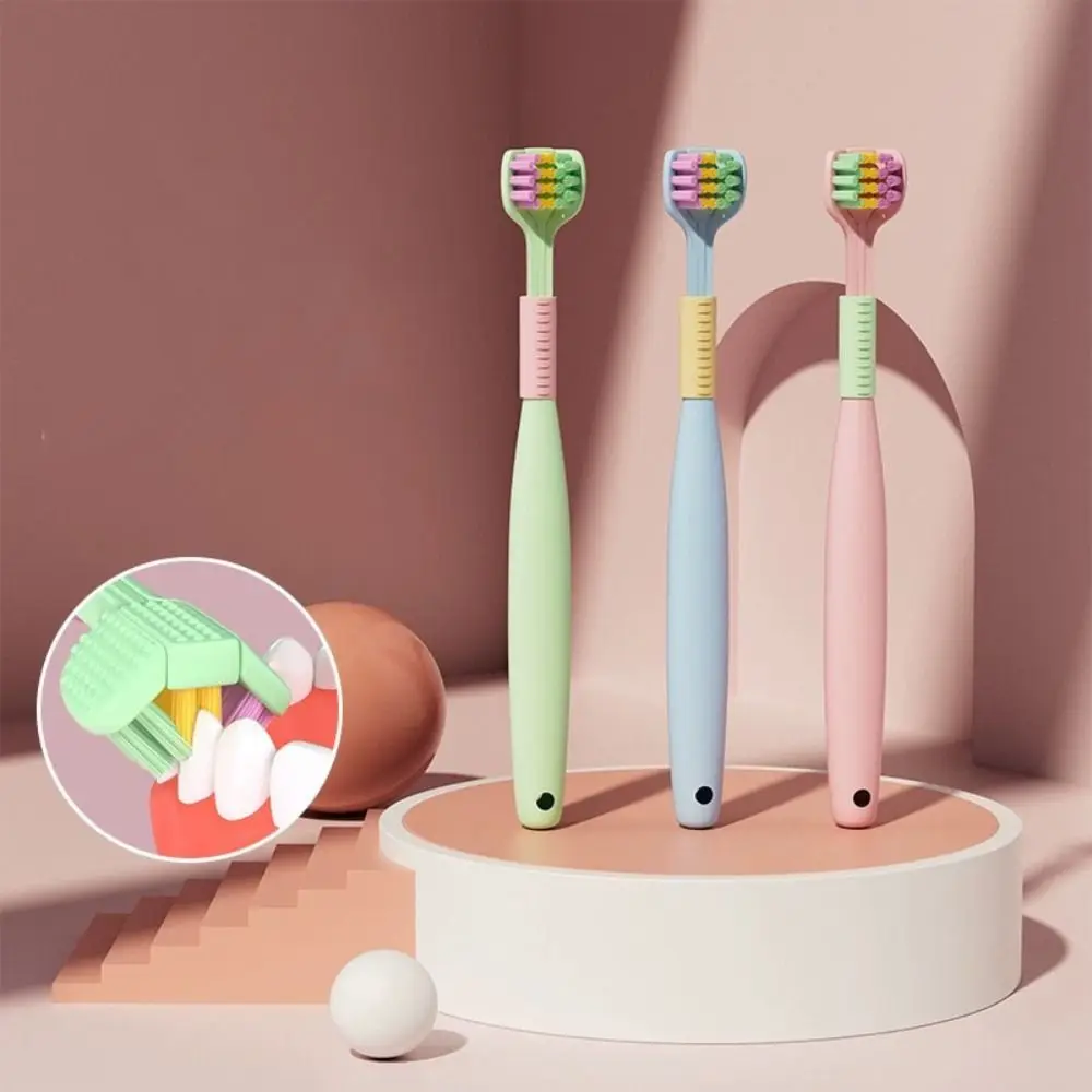 

Three Sided Child Toothbrush Soft Bristle Deep Oral Cleaning Teeth Brush With Tongue Scraper Kid Care Accessories
