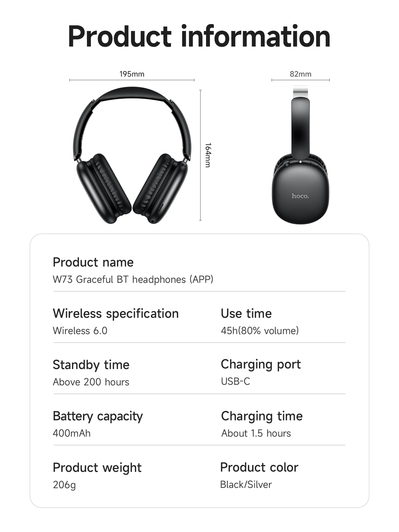 HOCO W73 HiFi Wireless Headphones
