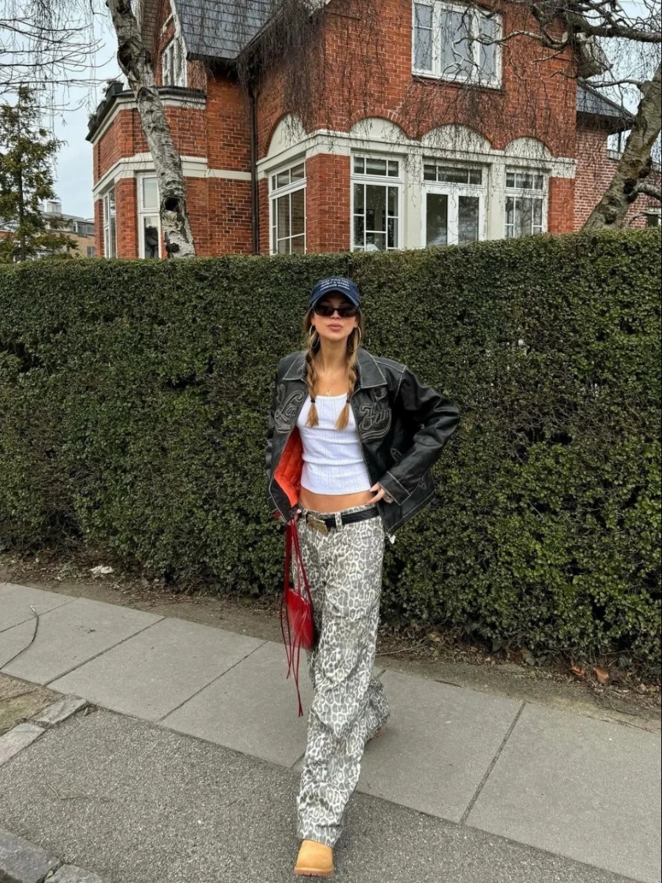 jaded london leopard-print trousers mid-rise wide-leg