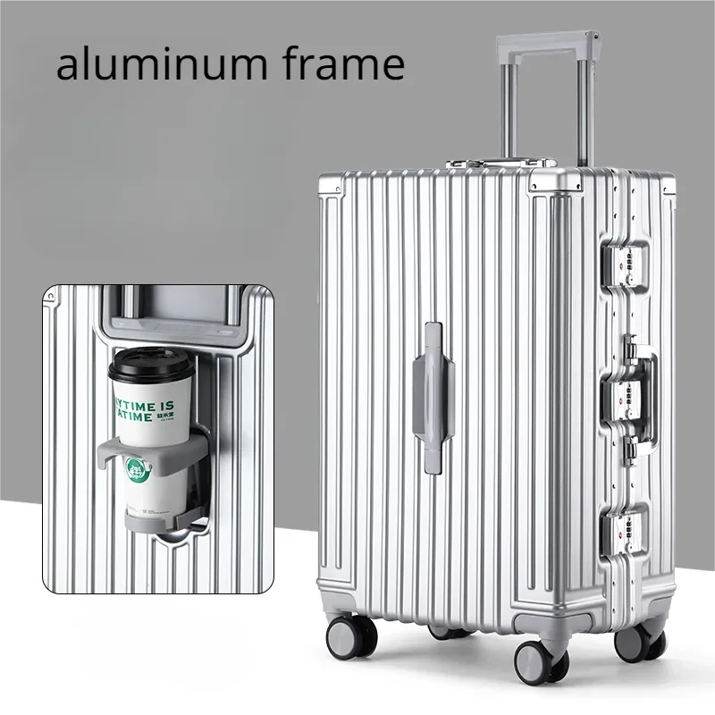 

Luggage Aluminum Frame KANGSHILU Travel Suitcase on Mute Wheels Password Business USB Rolling Case Multifunction Carry-Ons Cabin
