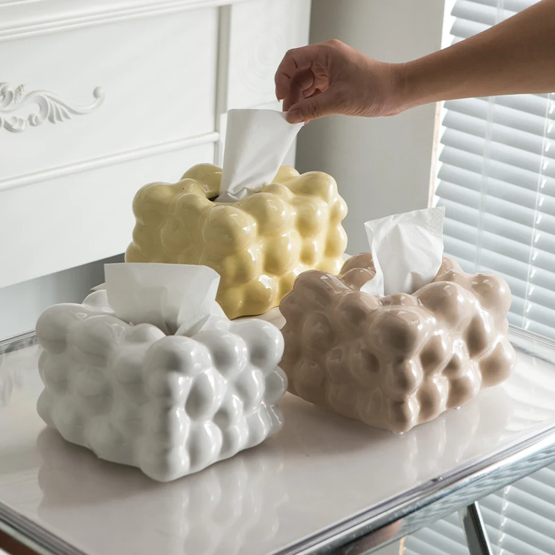 

Nordic Ins Ceramics Tissue Box Living Room Tea Table Table Cure System Paper Box Cross Tissue Boxes Home Decoration Accessories