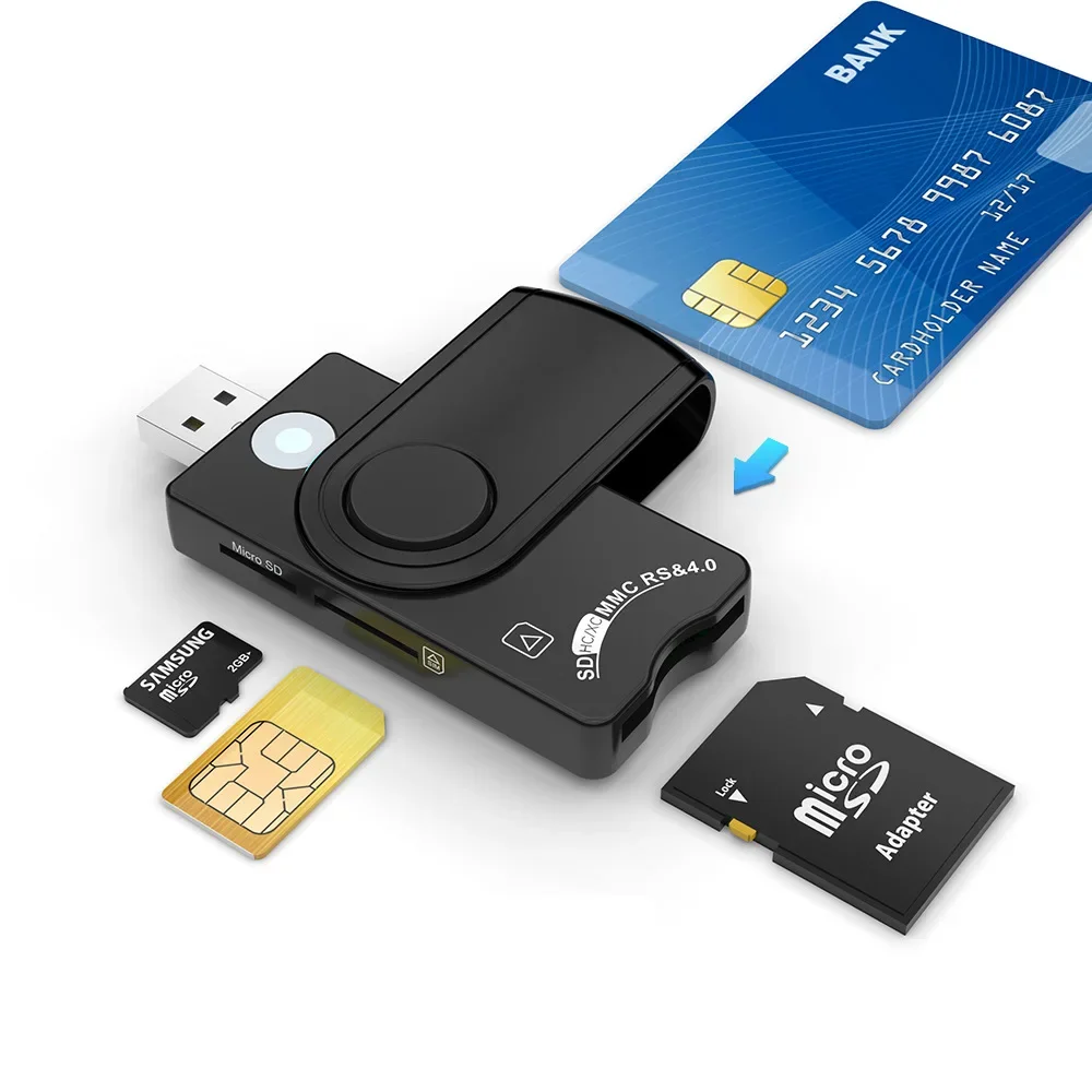 Cr310 USB 2.0 세금 신고 IC 스마트 외장 카드 리더, Tf Sim 메모리 카드 리더, 컴퓨터 액세서리용 어댑터