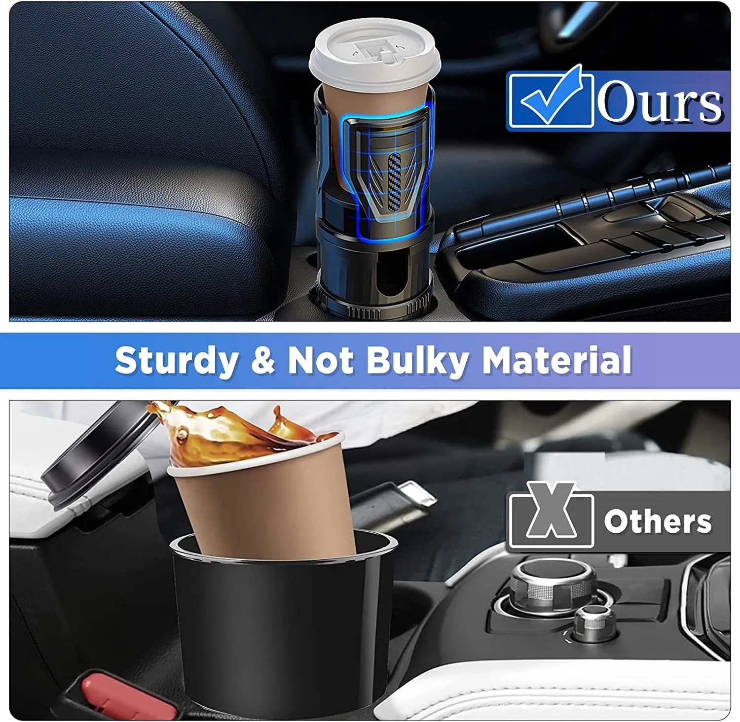 2023 2 In 1 Car Cup Holder Expander Adapter 360 Degrees Rotating Car Dual Cup  Mount Adjustable Drink Beverage Water Bottle Holde
