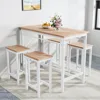 Kitchen Table Set for 4, Modern High Top Table with 4 High Bar Stools, 5-Piece Counter Height Dining Table Set White Oak 1