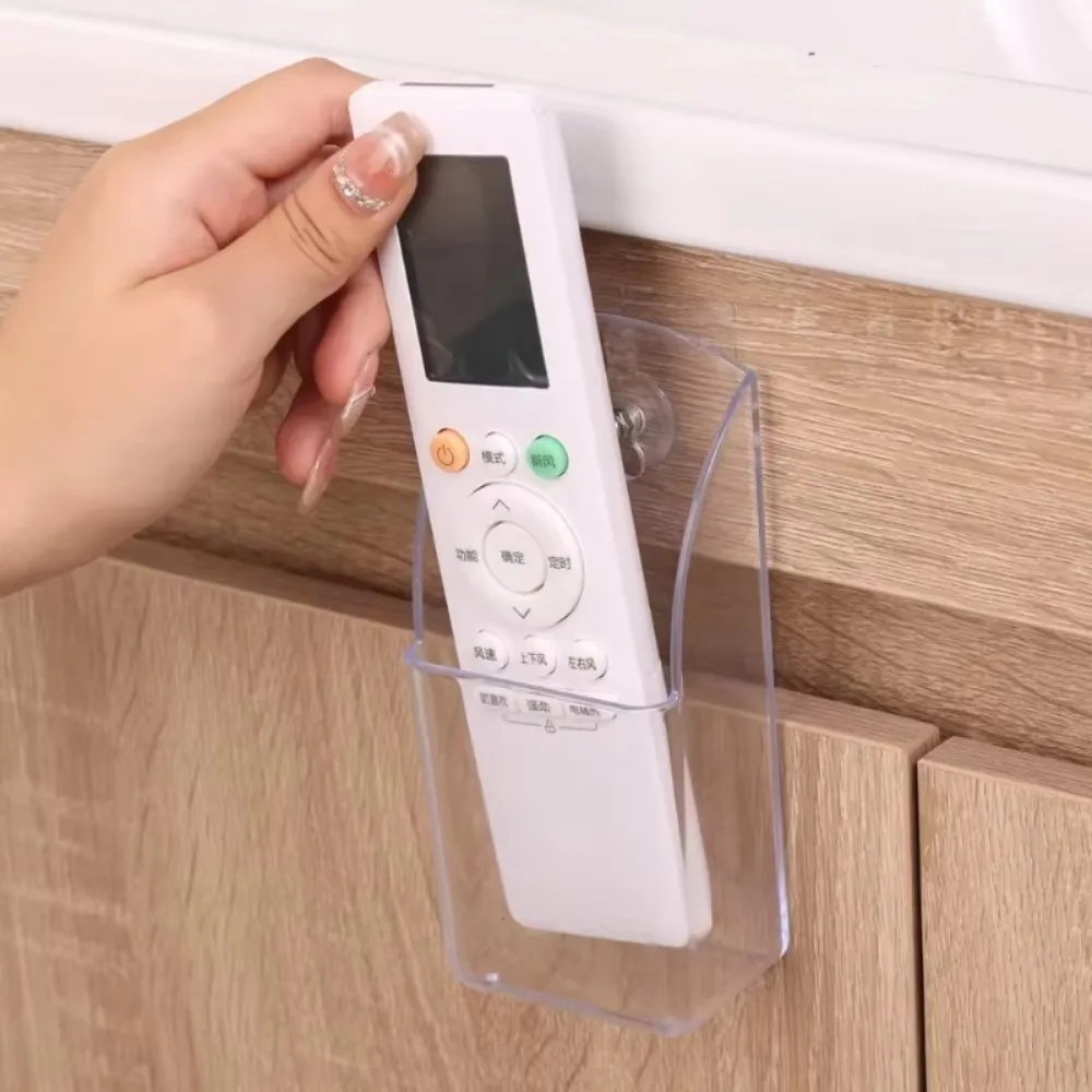 2/1Pc Wall Mounted Storage Box Acrylic TV Air Conditioner Remote Control Holder Multi-function Transparent Storage Box with Hook 3