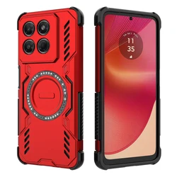 ELVEV Magnetic Wing Shield Case - Durable PC+TPU with Wireless Charging Compatibility for Motorola Moto G37 Power (Red)