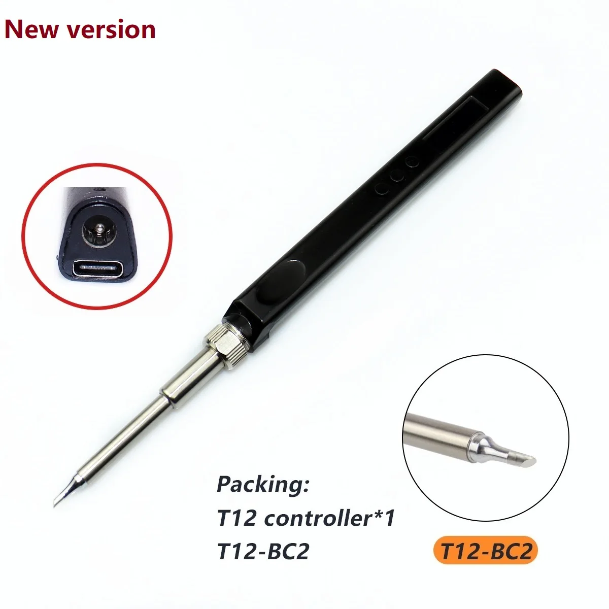 Portable Adjustable Temperature OLED Mini Electric Soldering Iron - 72W Soldering Station with BC2 Tip